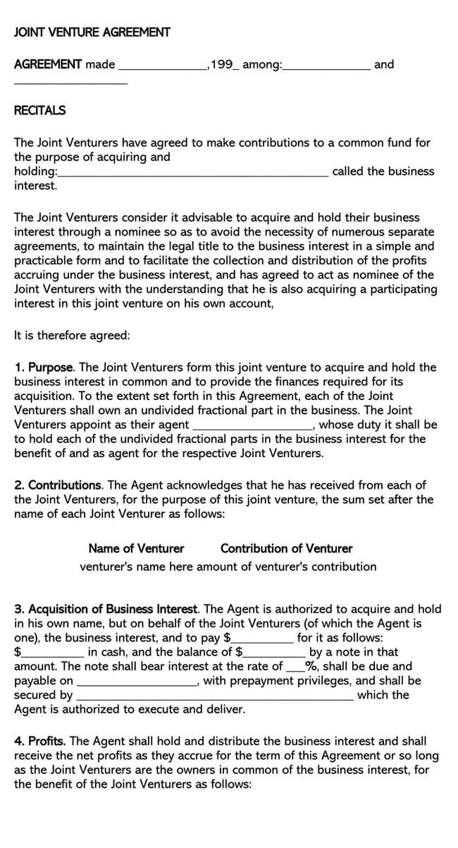 Joint Venture Agreement Template 40