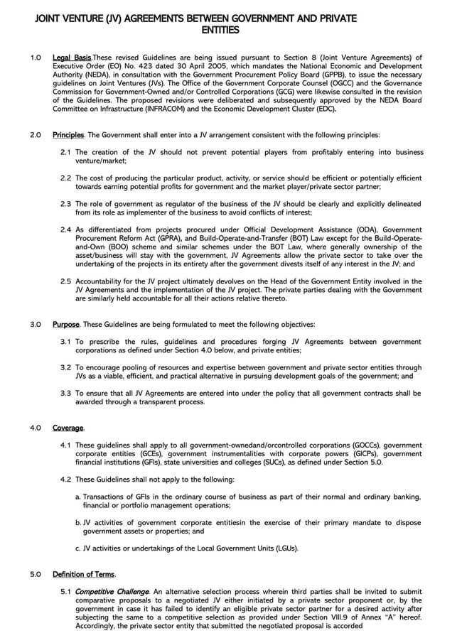 Joint Venture Agreement Template 44