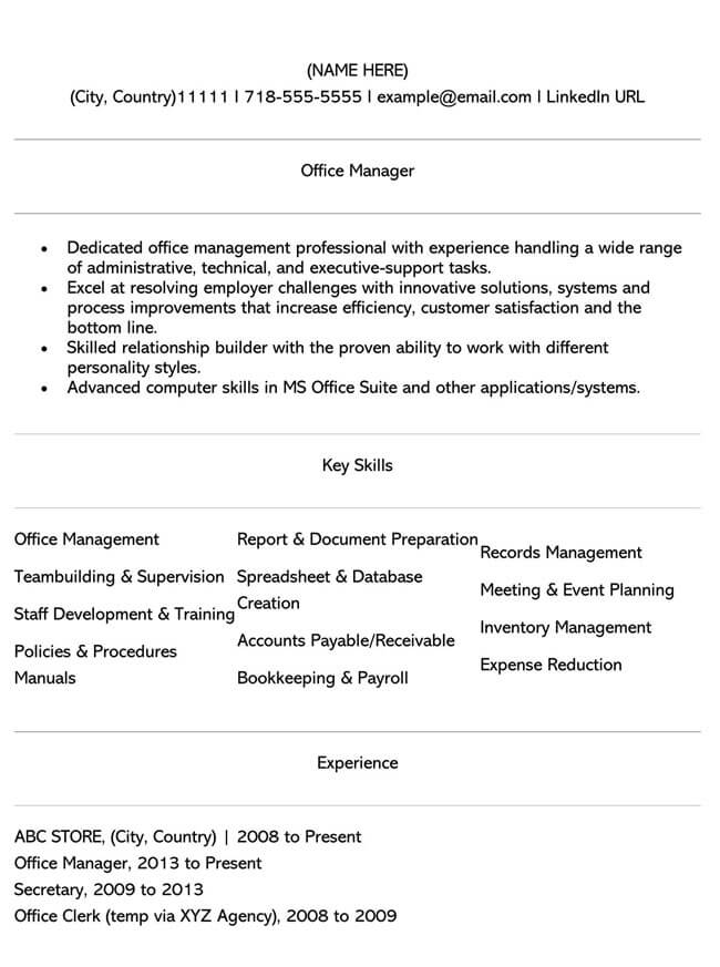 Office Manager Resume Sample