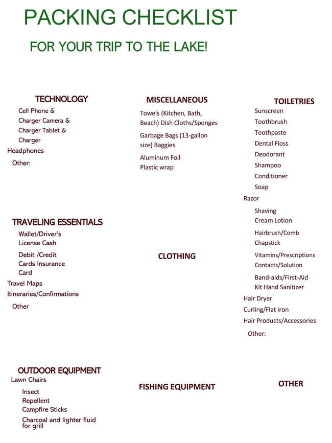 Packing List Template 15