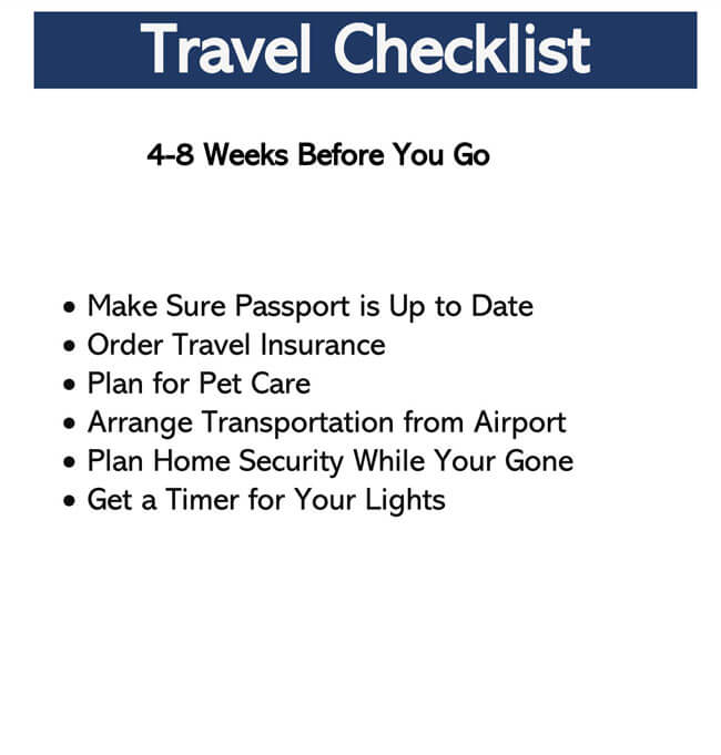 Download your free Word travel packing checklist template