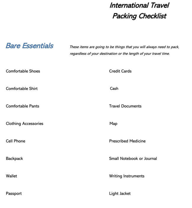 Packing List Template 23