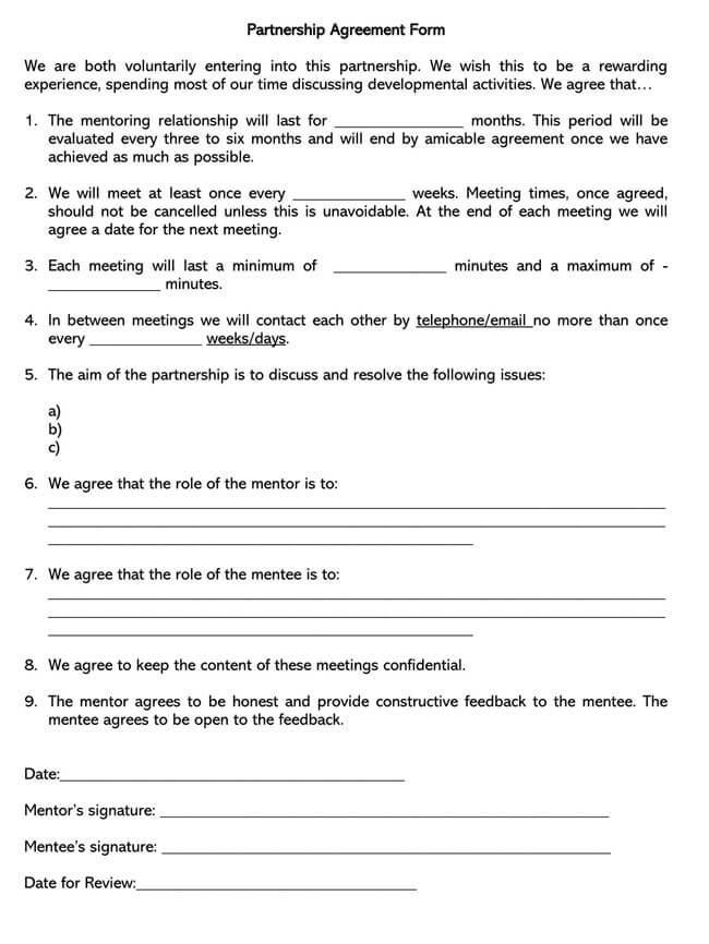 Free Partnership Agreement Template 05 for Word