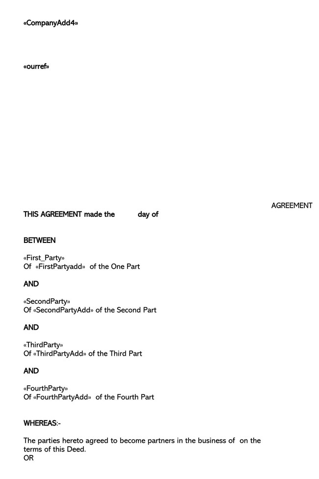 Free Partnership Agreement Template 15 for Word