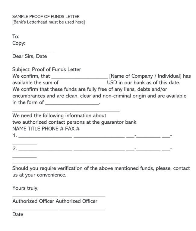 Proof of Funds Letter Template 03