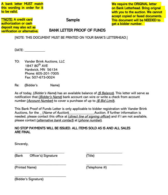 Proof of Funds Letter Template 07