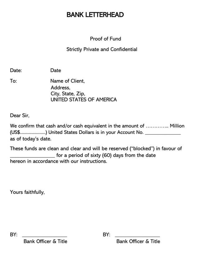 Proof of Funds Letter Template 11