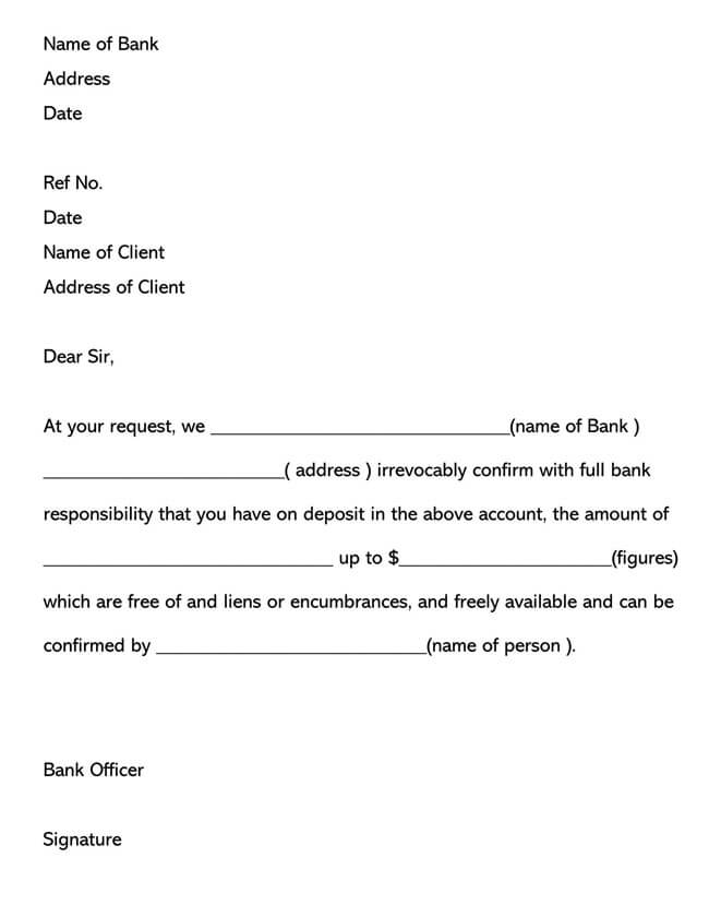 Proof of Funds Letter Template 14