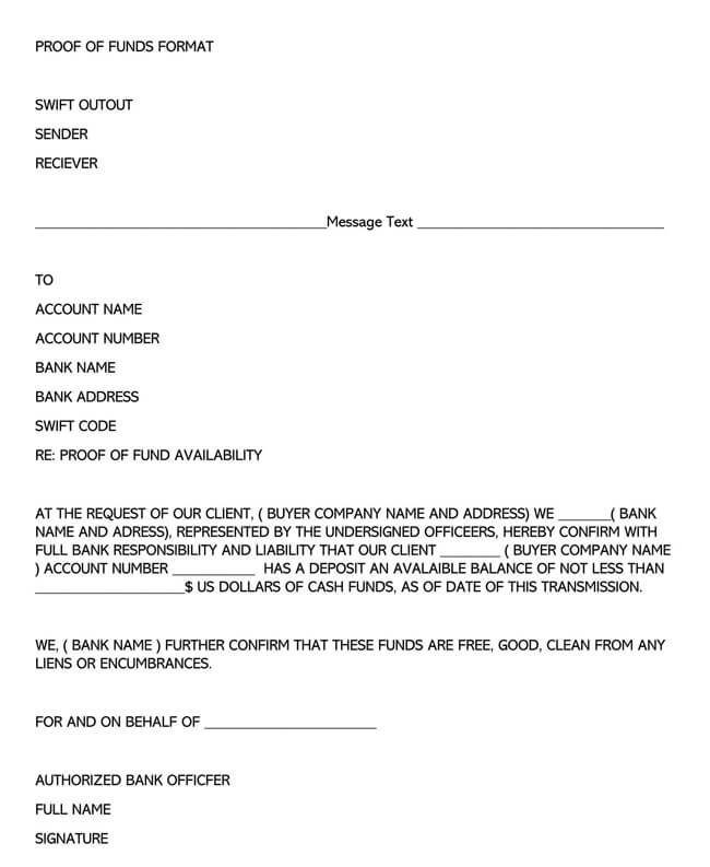 Proof of Funds Letter Template 16