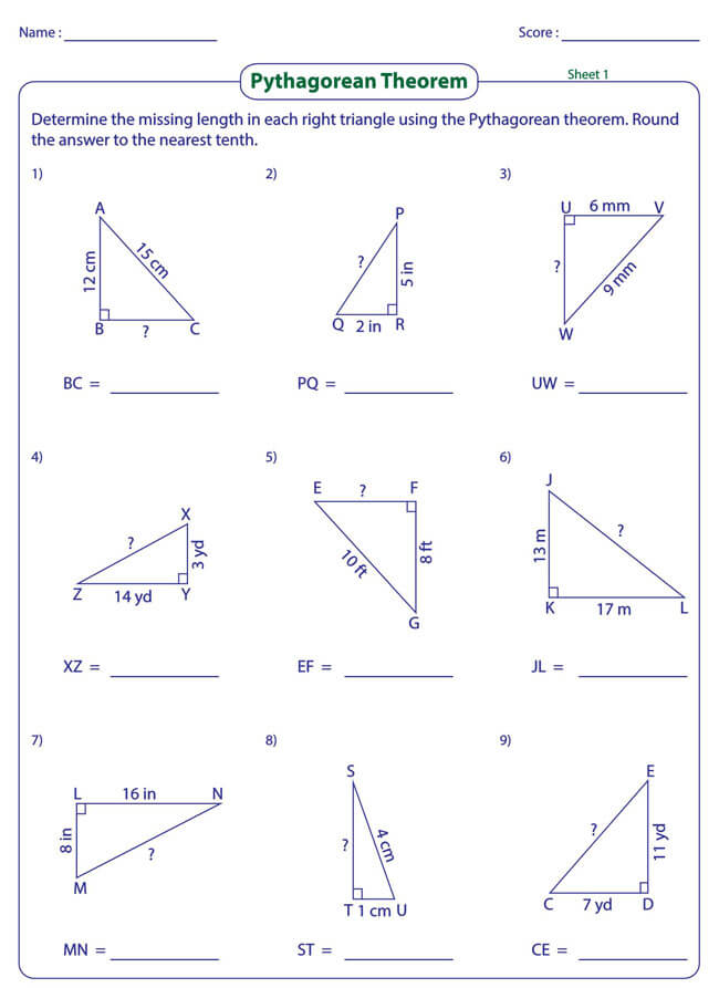 Pythagorean Theorem Worksheet 04