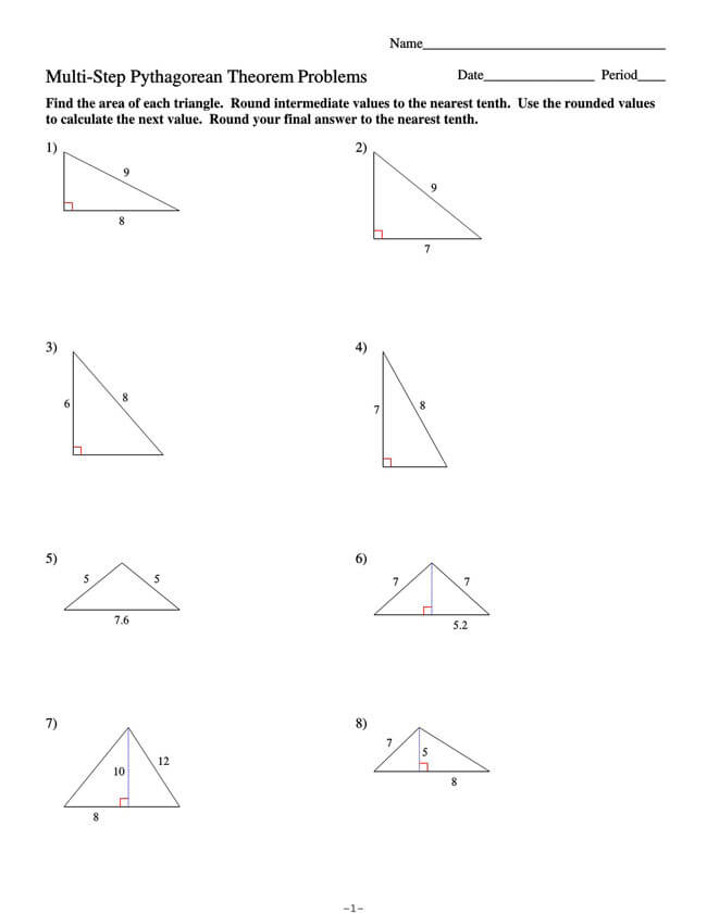 Pythagorean Theorem Worksheet 07