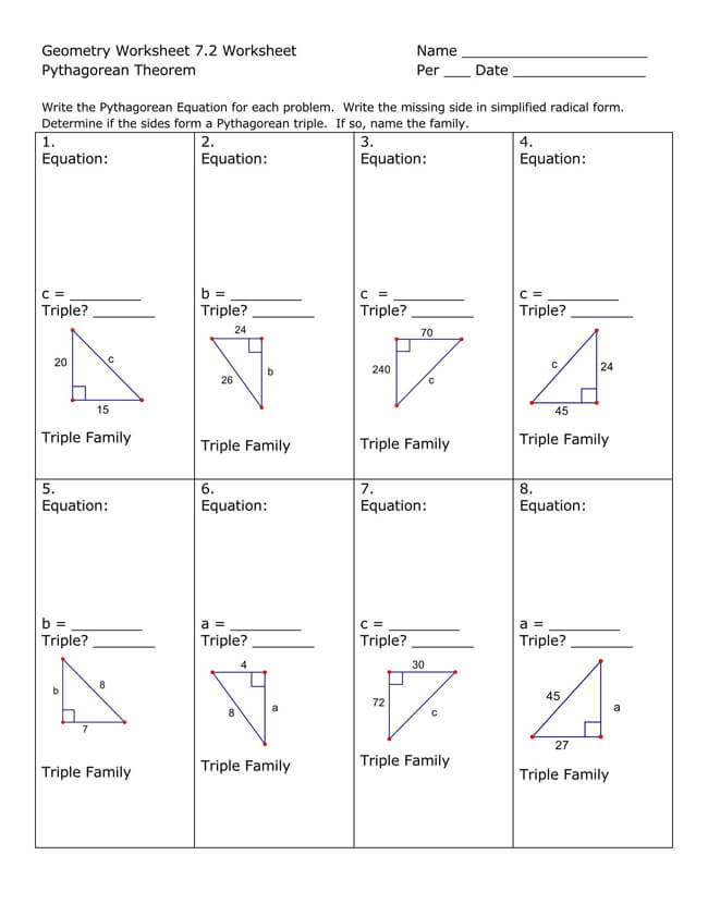 Pythagorean Theorem Worksheet 08