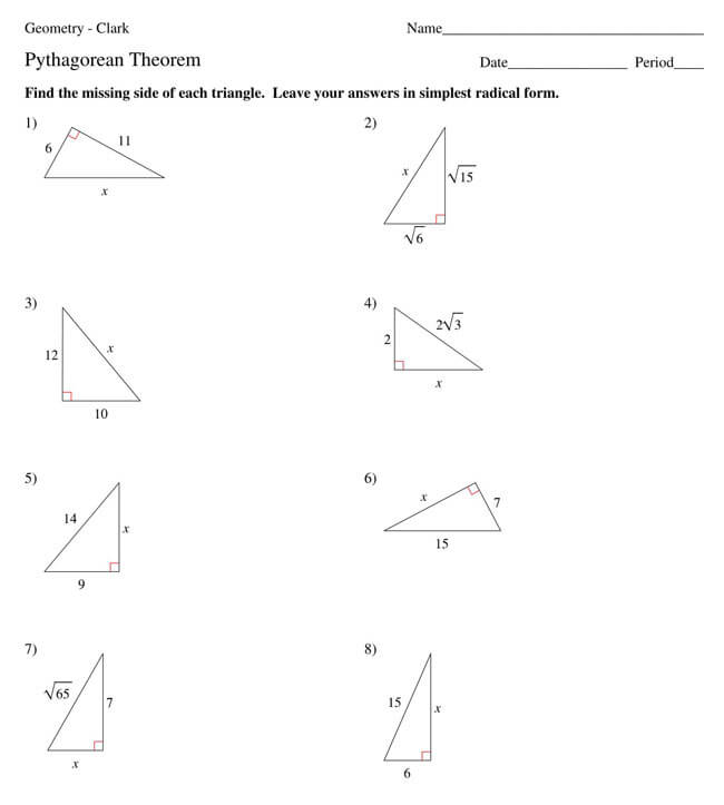 Pythagorean Theorem Worksheet 10