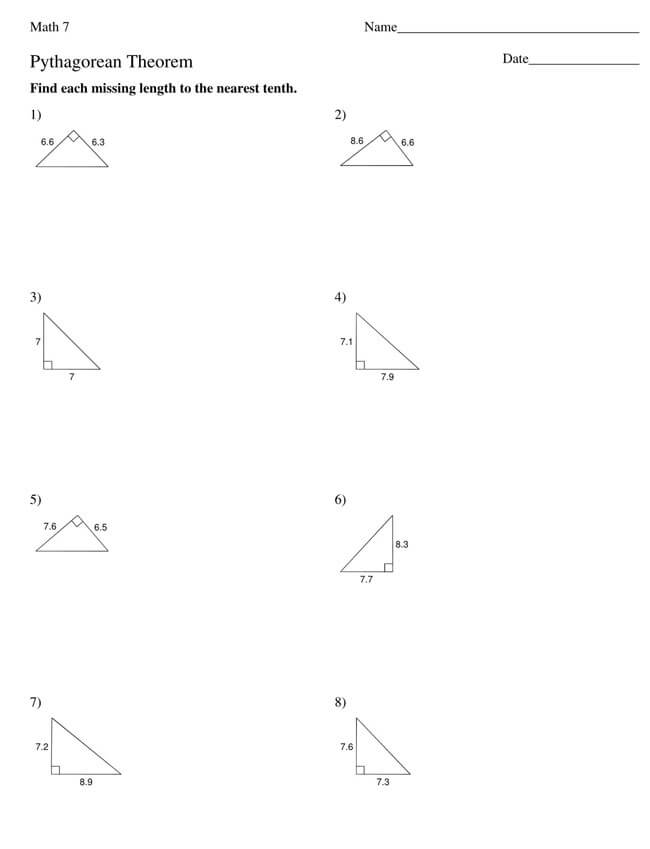 Pythagorean Theorem Worksheet 16