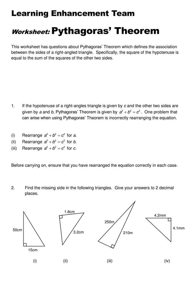 Pythagorean Theorem Worksheet 18