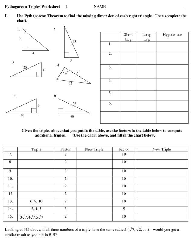Pythagorean Theorem Worksheet 20