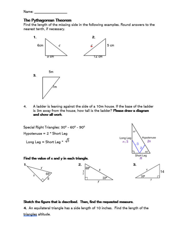 Pythagorean Theorem Worksheet 36