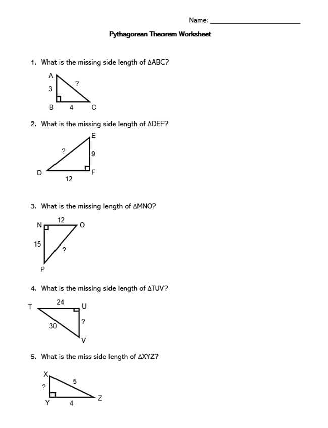 Pythagorean Theorem Worksheet 44