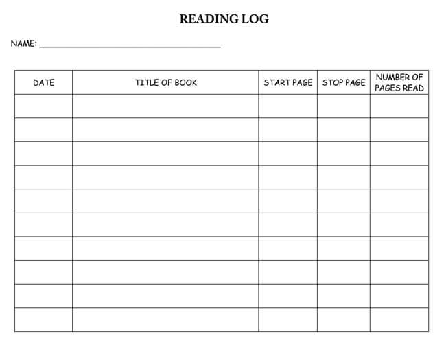 PDF Reading Log Example