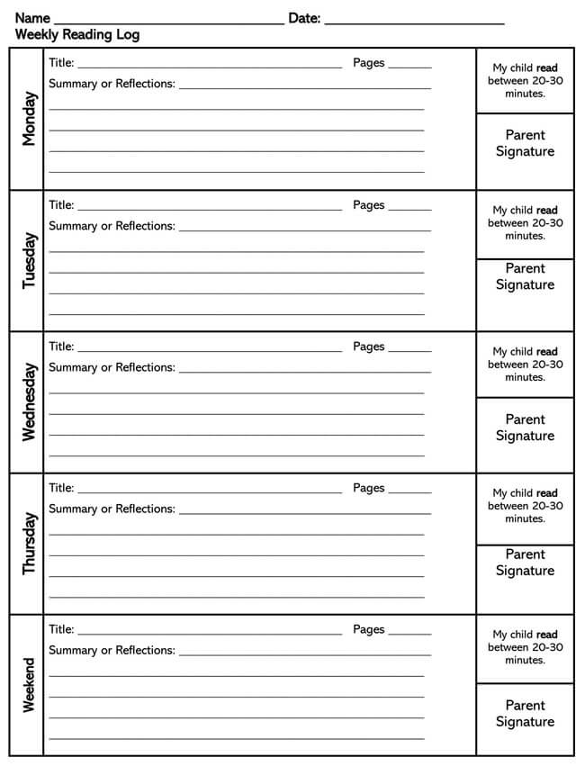 Example of a Reading Log
