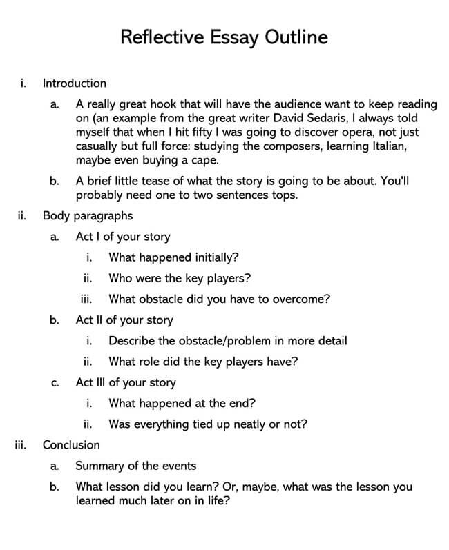 short essay outline example