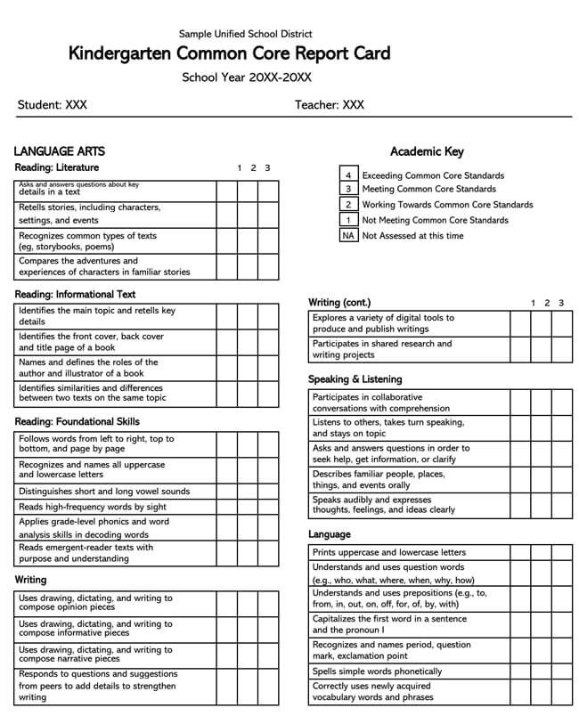 Colorful report card template