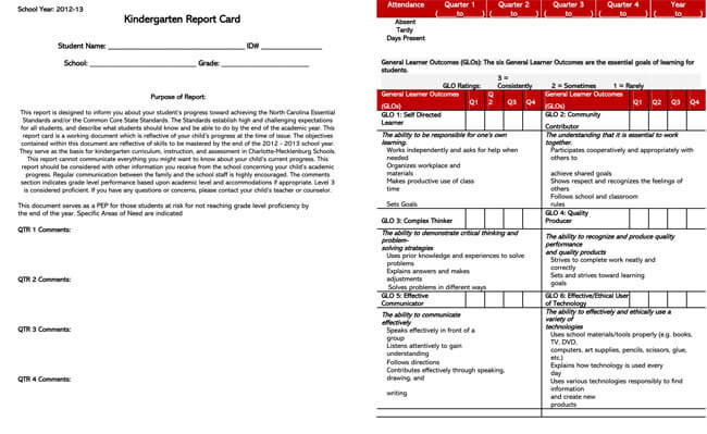 High-quality report card template