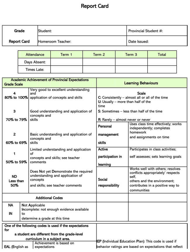 Report Card Template 21