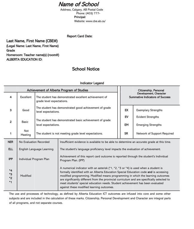 Report Card Template 24