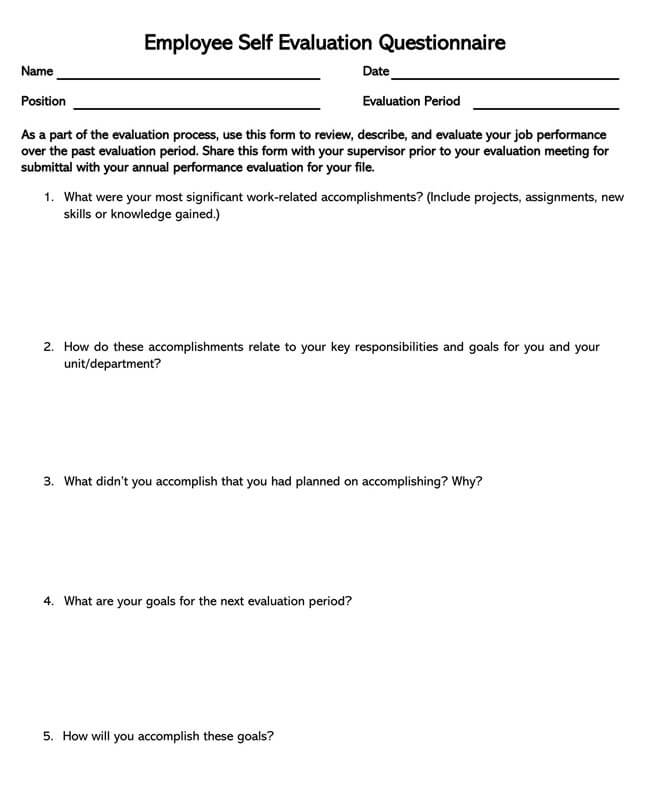 Free Self-Evaluation Template 12 for Word