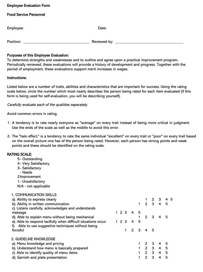 Free Self-Evaluation Template 14 for Word