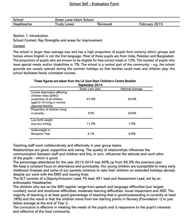 Editable Self-Evaluation Template 19 for Word