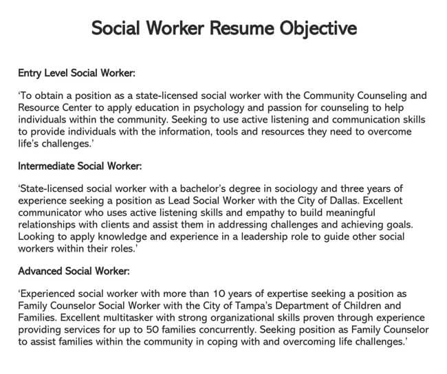 Social Worker Resume Objective 01