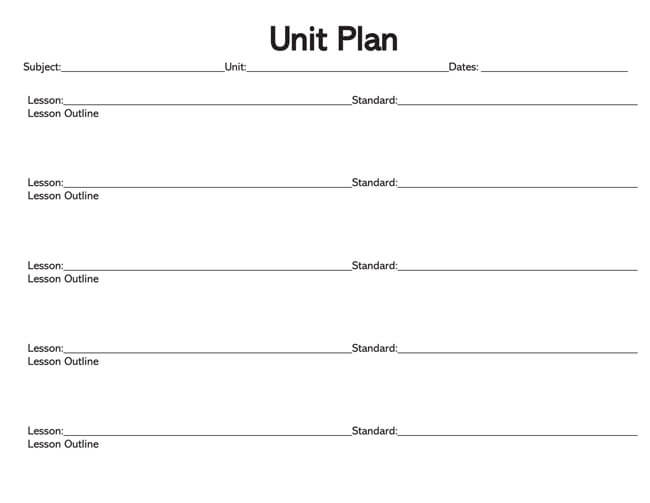 Great Customizable Unit Plan Template 06 for Word File