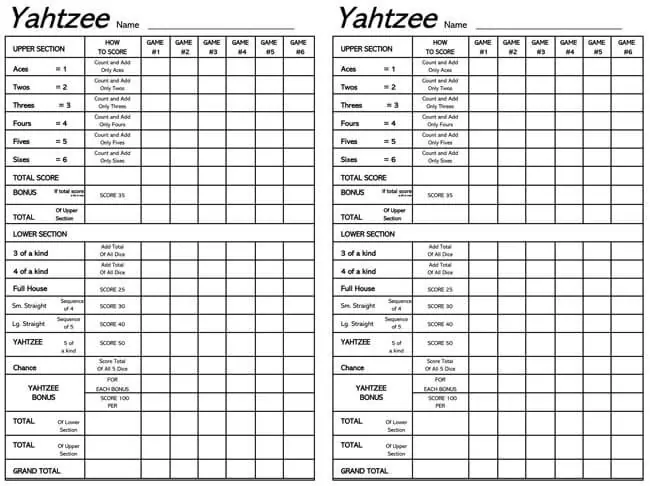 30 free printable yahtzee score sheets scorecards pdf