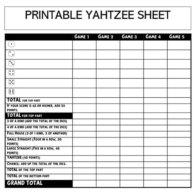 Yahtzee Score Sheets 06