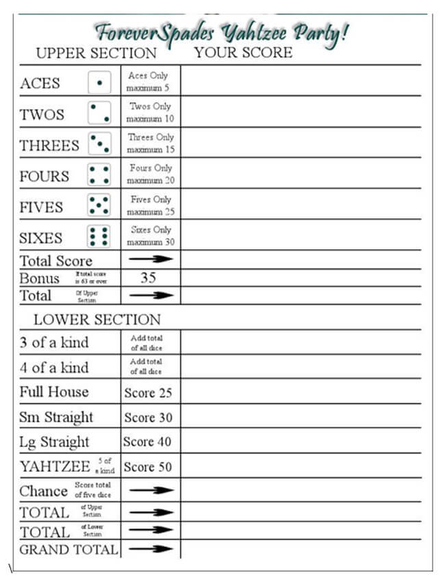 Yahtzee Score Sheets 08