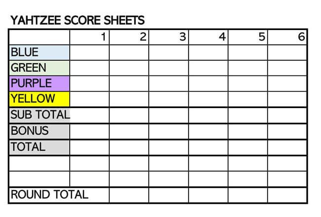 Yahtzee Score Sheets 18