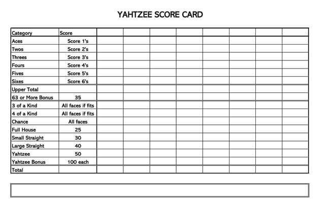 Yahtzee Score Sheets 20