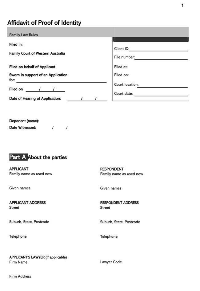 Affidavit of Identity Form - Fillable PDF Sample