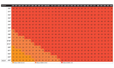 FREE Printable Body Mass Index (BMI) Charts | Calculate BMI