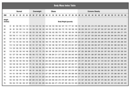 FREE Printable Body Mass Index (BMI) Charts | Calculate BMI