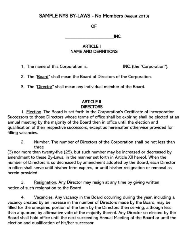 Corporate Bylaws Template 07