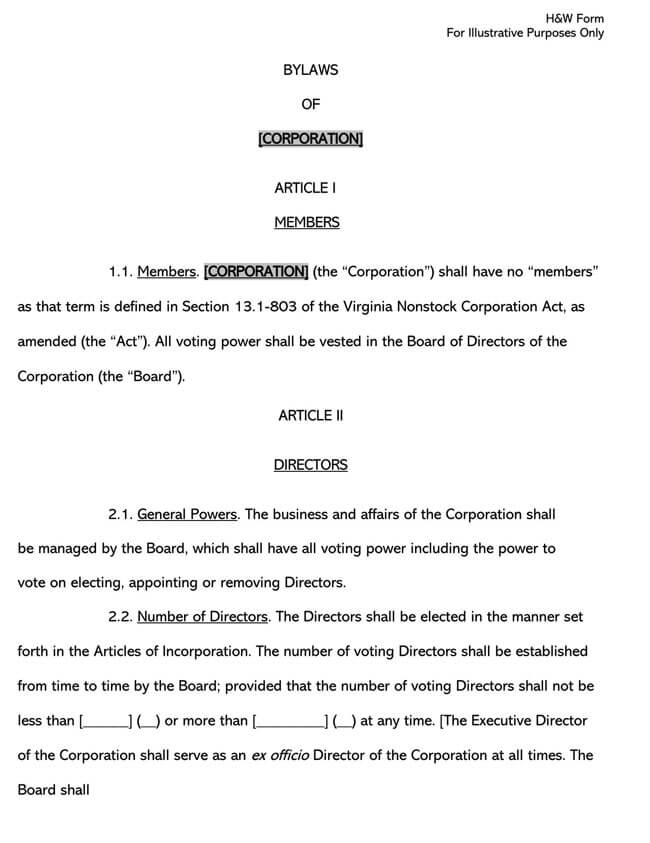 Corporate Bylaws Template 09
