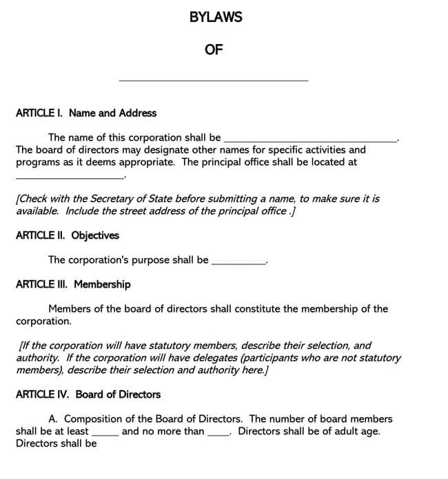 Corporate Bylaws Template 13