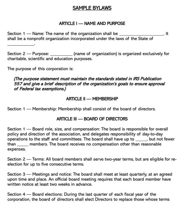 Corporate Bylaws Template 18