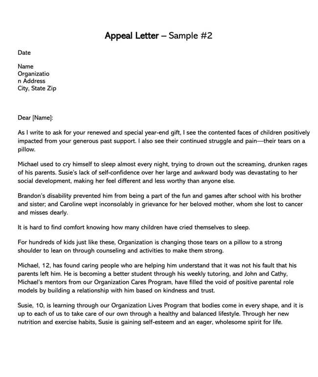 Free End Year Special Gift Appeal Letter in Word