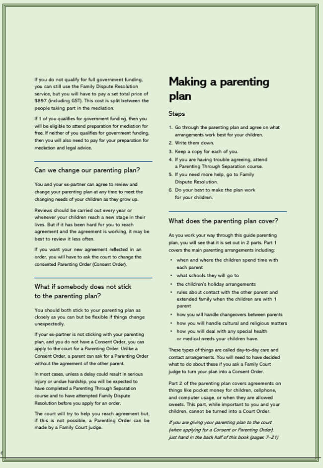 Editable Parenting Plan Agreement in Word Format 02