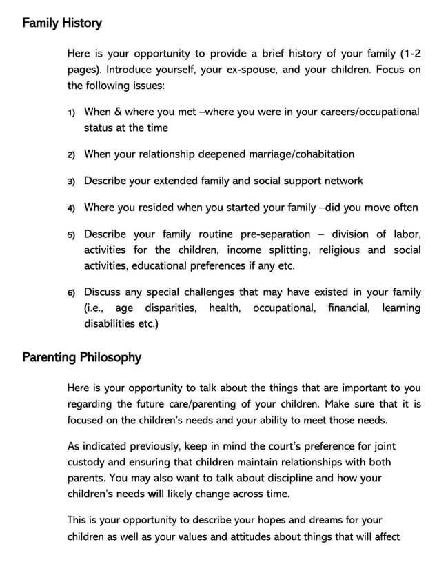 Printable Parenting Plan Template for Free 06