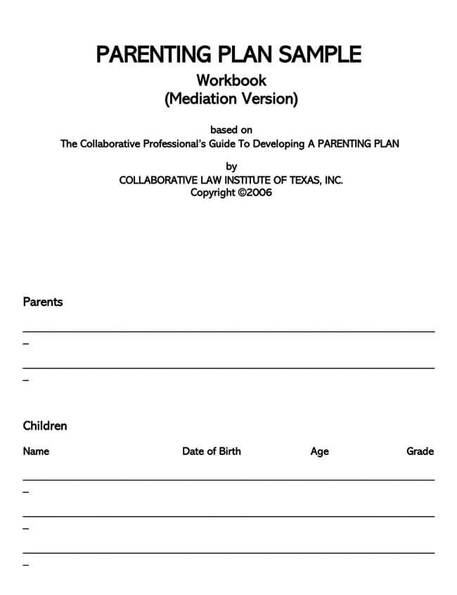 Free Parenting Plan Template in Word 10
